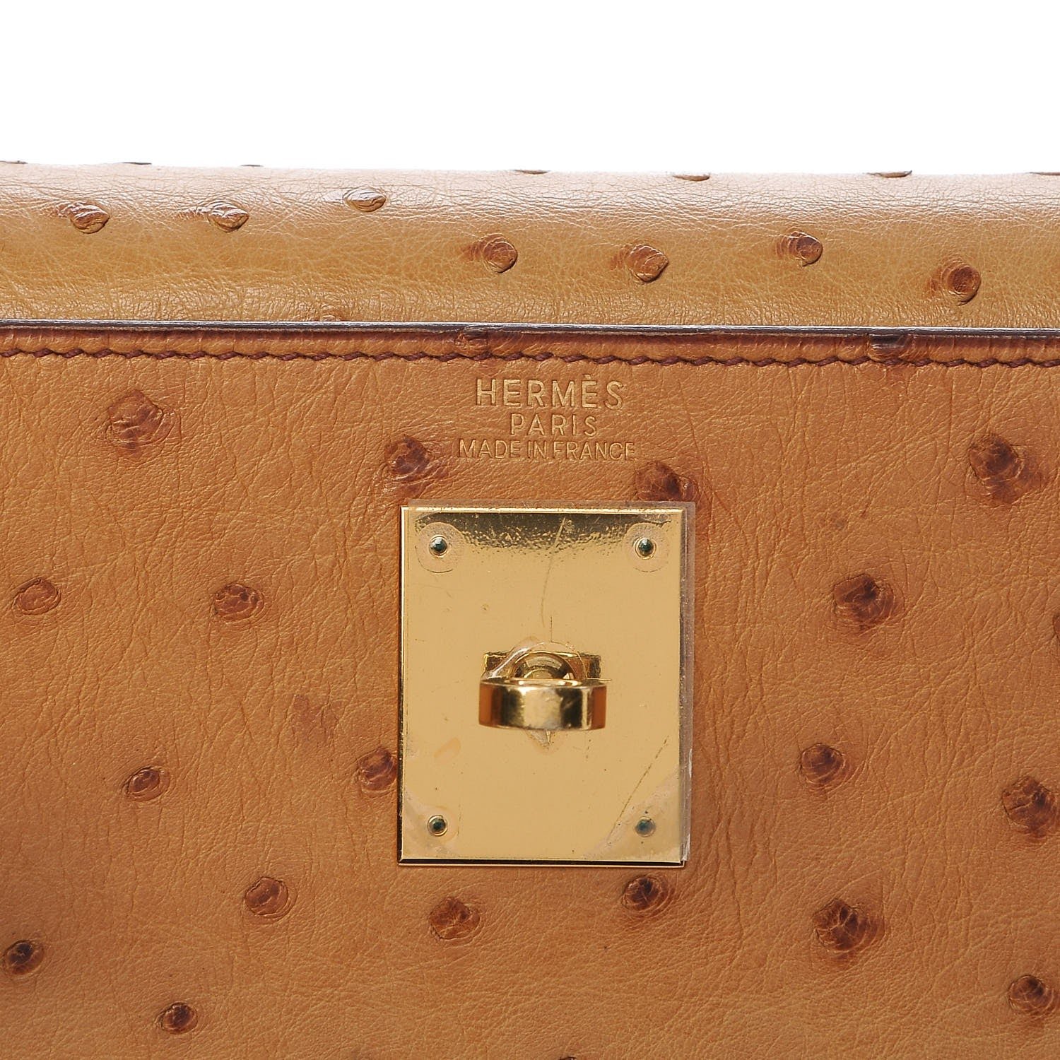Hermes Ostrich Kelly Retourne 32 Gold 15 of 33