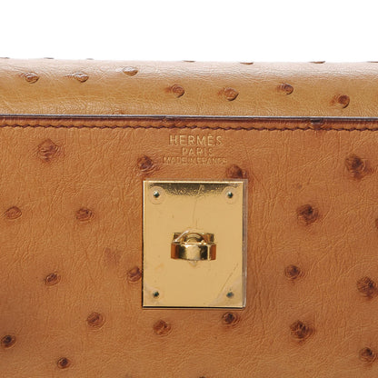 Hermes Ostrich Kelly Retourne 32 Gold 15 of 33