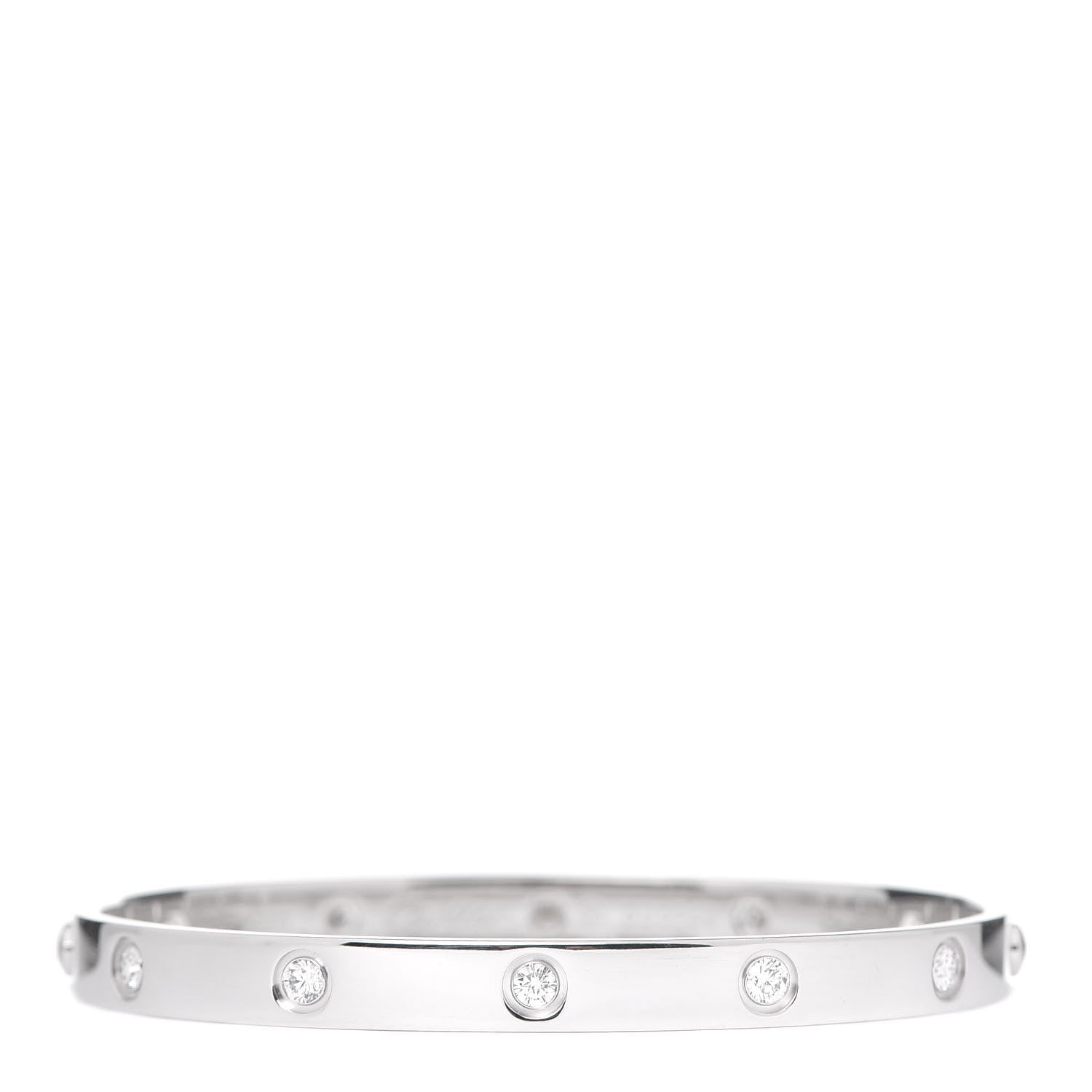 Cartier 18K White Gold 10 Diamond LOVE Bracelet 19 1 of 7