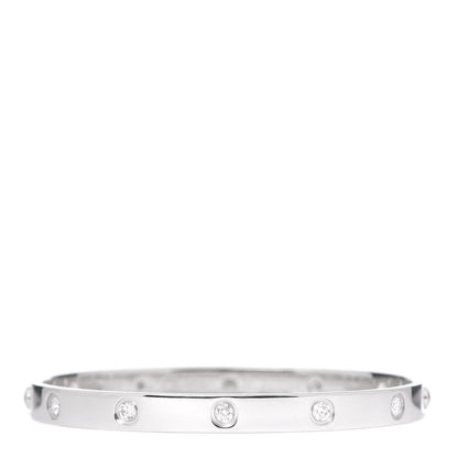 Cartier 18K White Gold 10 Diamond LOVE Bracelet 19 1 of 7