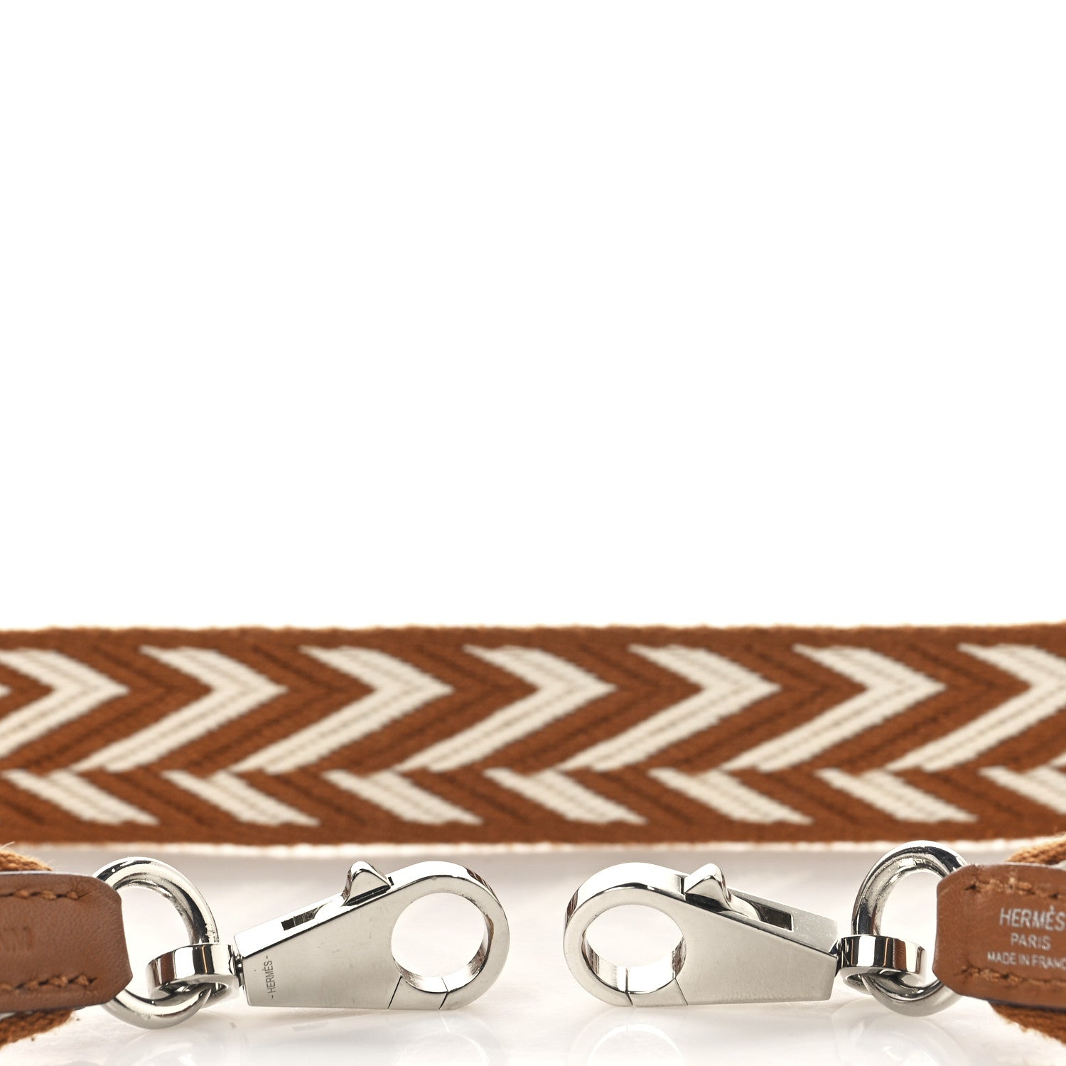Hermes Toile Swift 25mm Sangle ZigZag Shoulder Strap Gold White 3 of 5