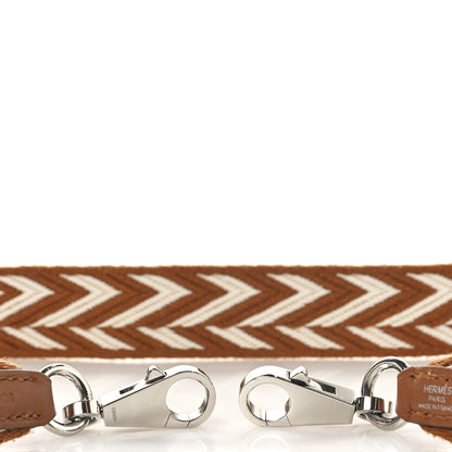 Hermes Toile Swift 25mm Sangle ZigZag Shoulder Strap Gold White 3 of 5