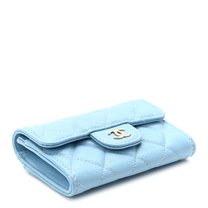 Chanel Caviar Quilted Flap Card Holder Wallet Light Blue 4 of 9