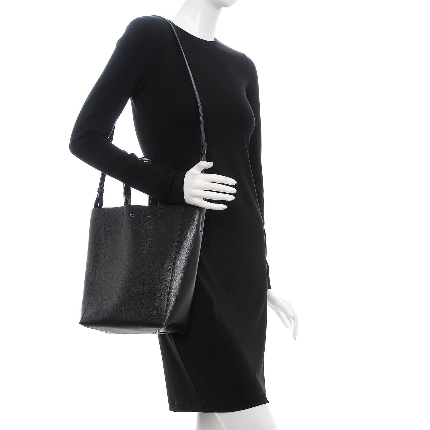 Celine Grained Calfskin Small Vertical Cabas Black 2 of 11