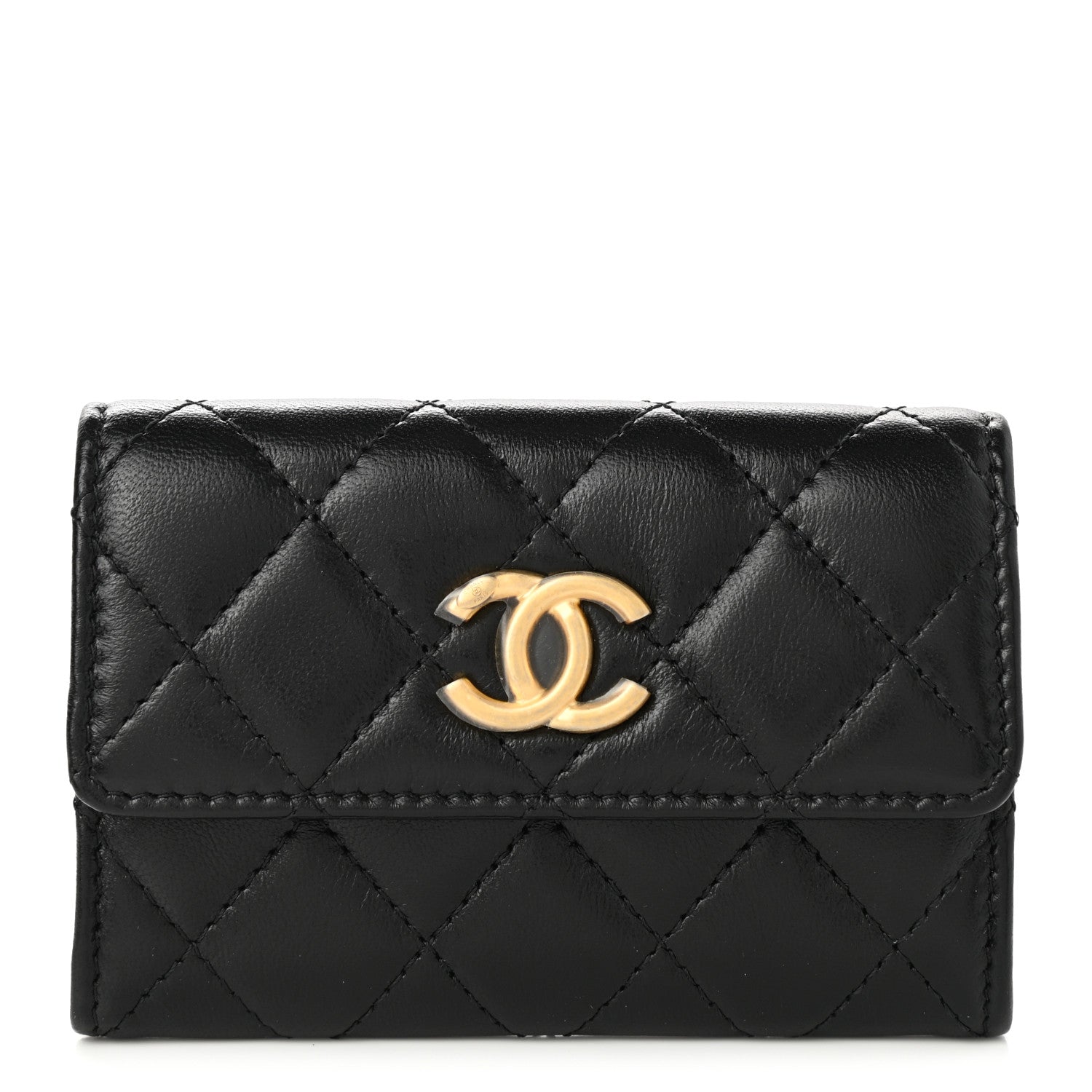 Chanel Lambskin Quilted Flap Card Holder Wallet Black 1 of 9