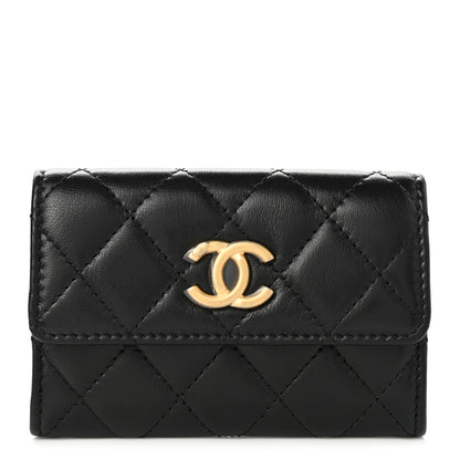 Chanel Lambskin Quilted Flap Card Holder Wallet Black 1 of 9