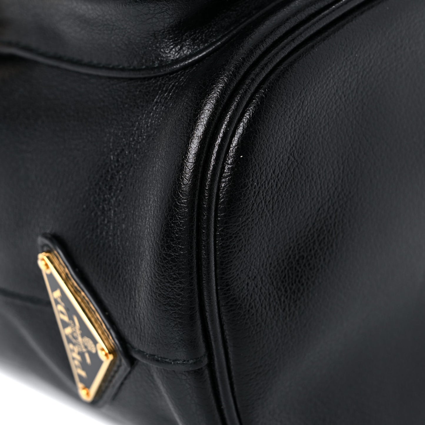 Glace Calfskin Embossed Secchiello Bucket Bag Black