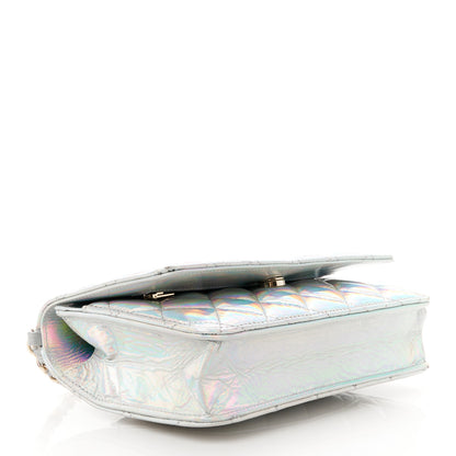 Chanel Iridescent Goatskin Quilted Wallet On Chain WOC Silver 4 of 12
