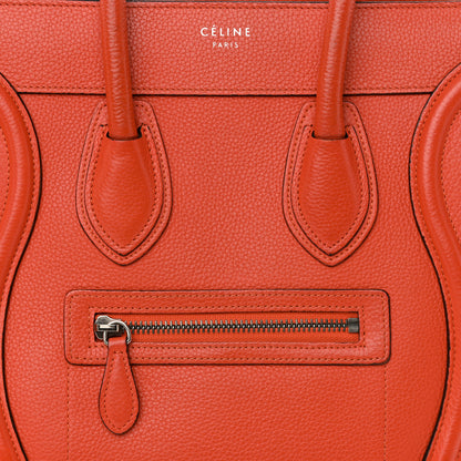Celine Drummed Calfskin Micro Luggage Vermillion 7 of 17