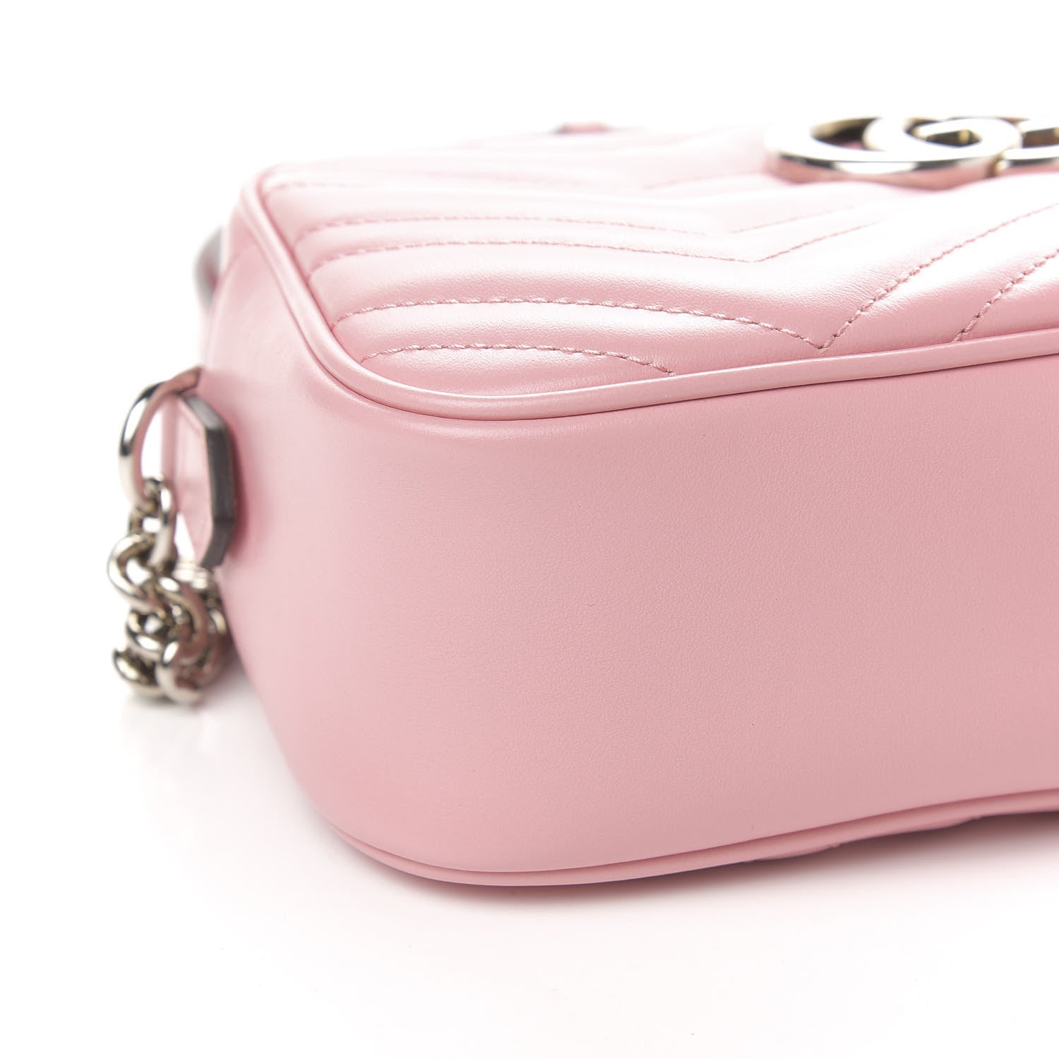 Gucci Calfskin Matelasse Small GG Marmont Chain Shoulder Bag Wild Rose 8 of 11