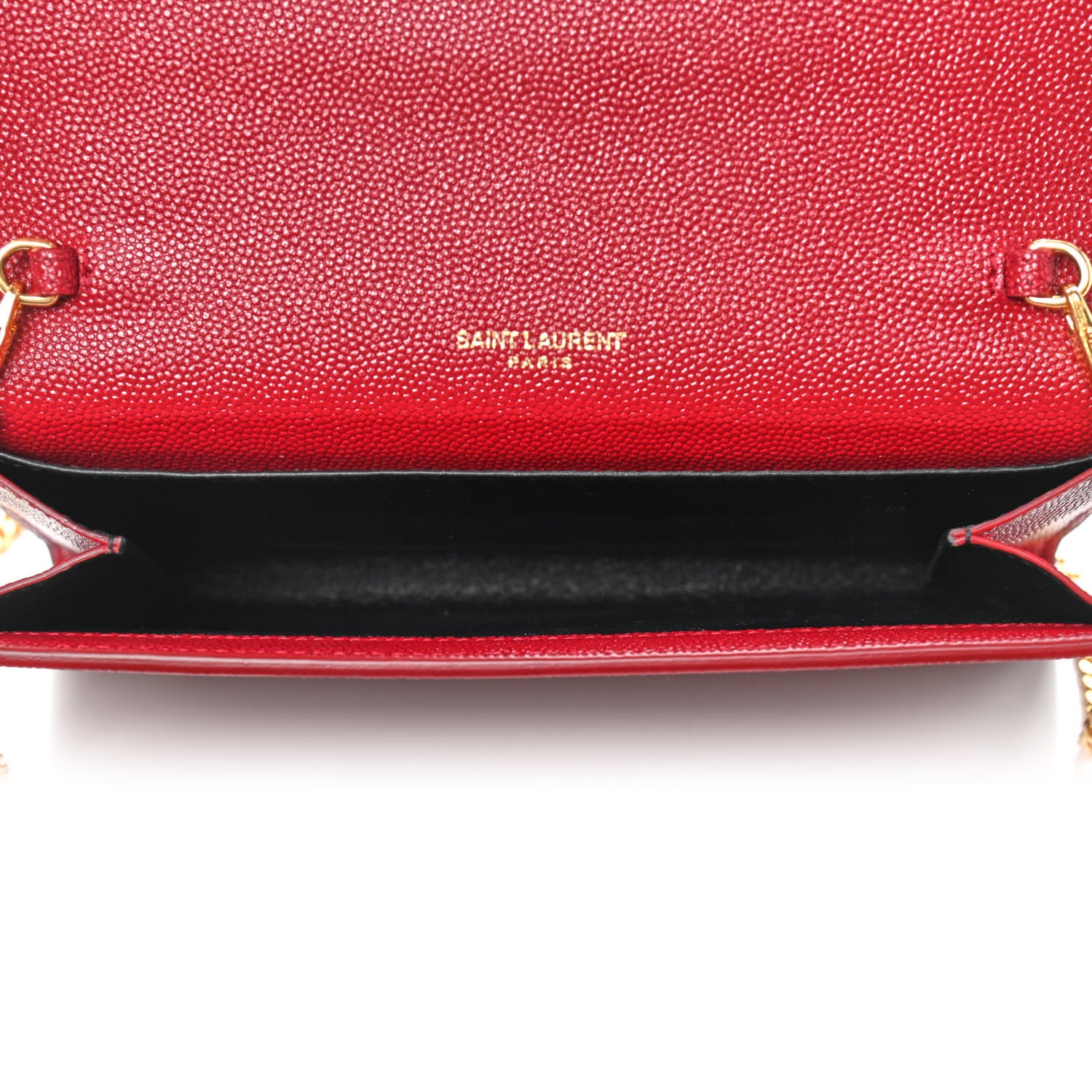 Saint Laurent Grain De Poudre Uptown Chain Wallet Red 6 of 11