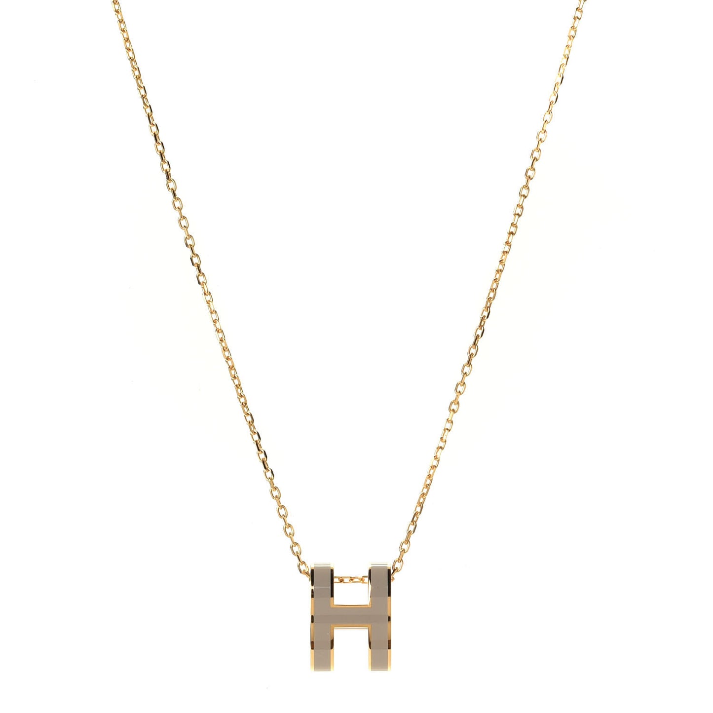 Lacquered Gold Pop H Pendant Necklace Marron Glace