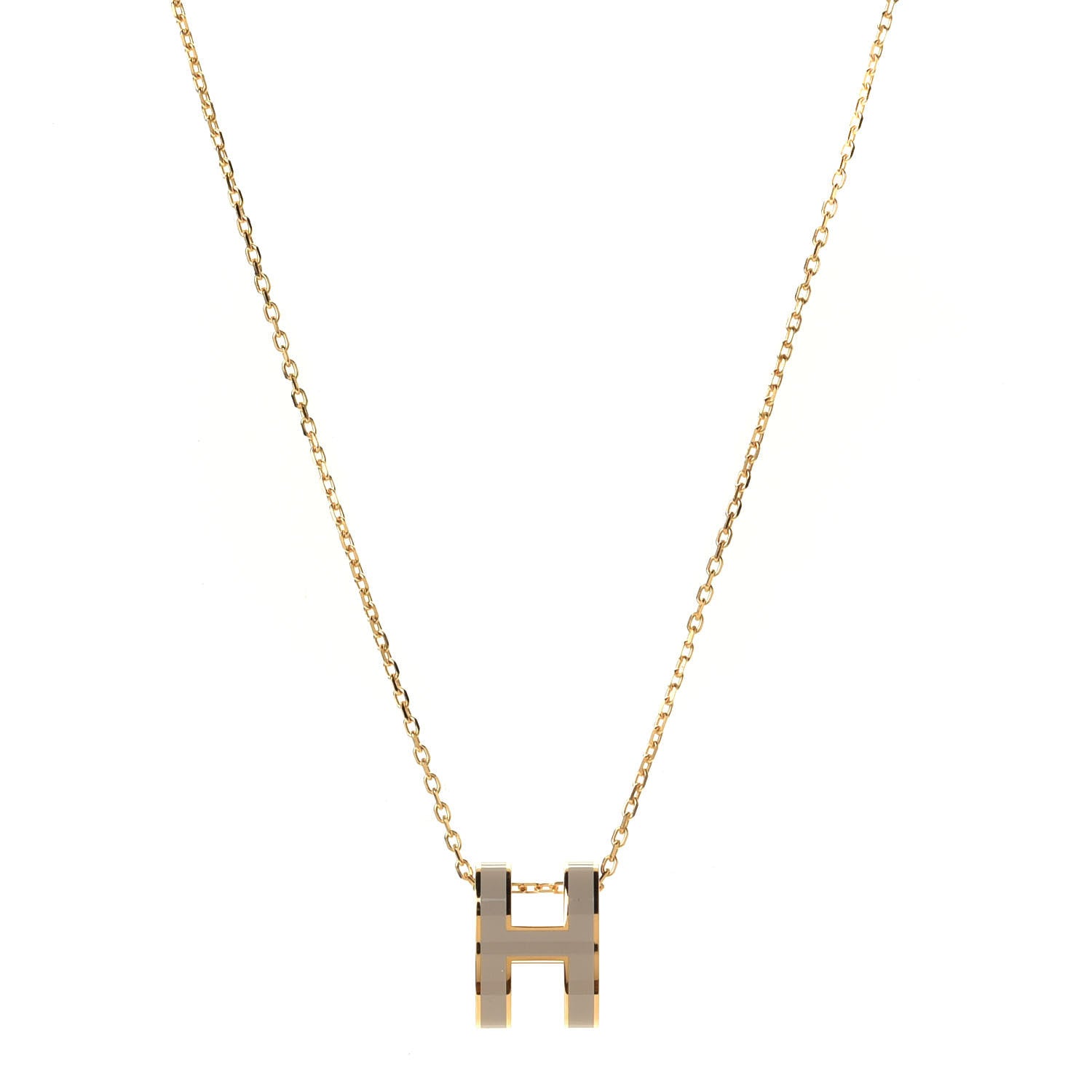 Hermes Lacquered Gold Pop H Pendant Necklace Marron Glace 1 of 11