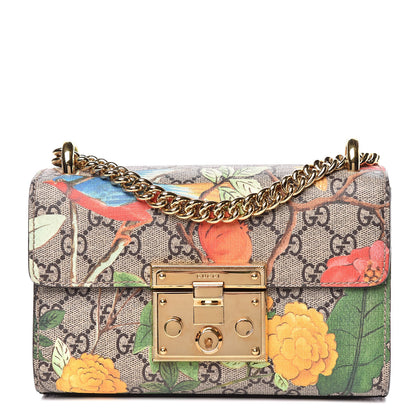 Gucci GG Supreme Monogram Tian Small Padlock Shoulder Bag Beige Multicolor New Acero 1 of 11