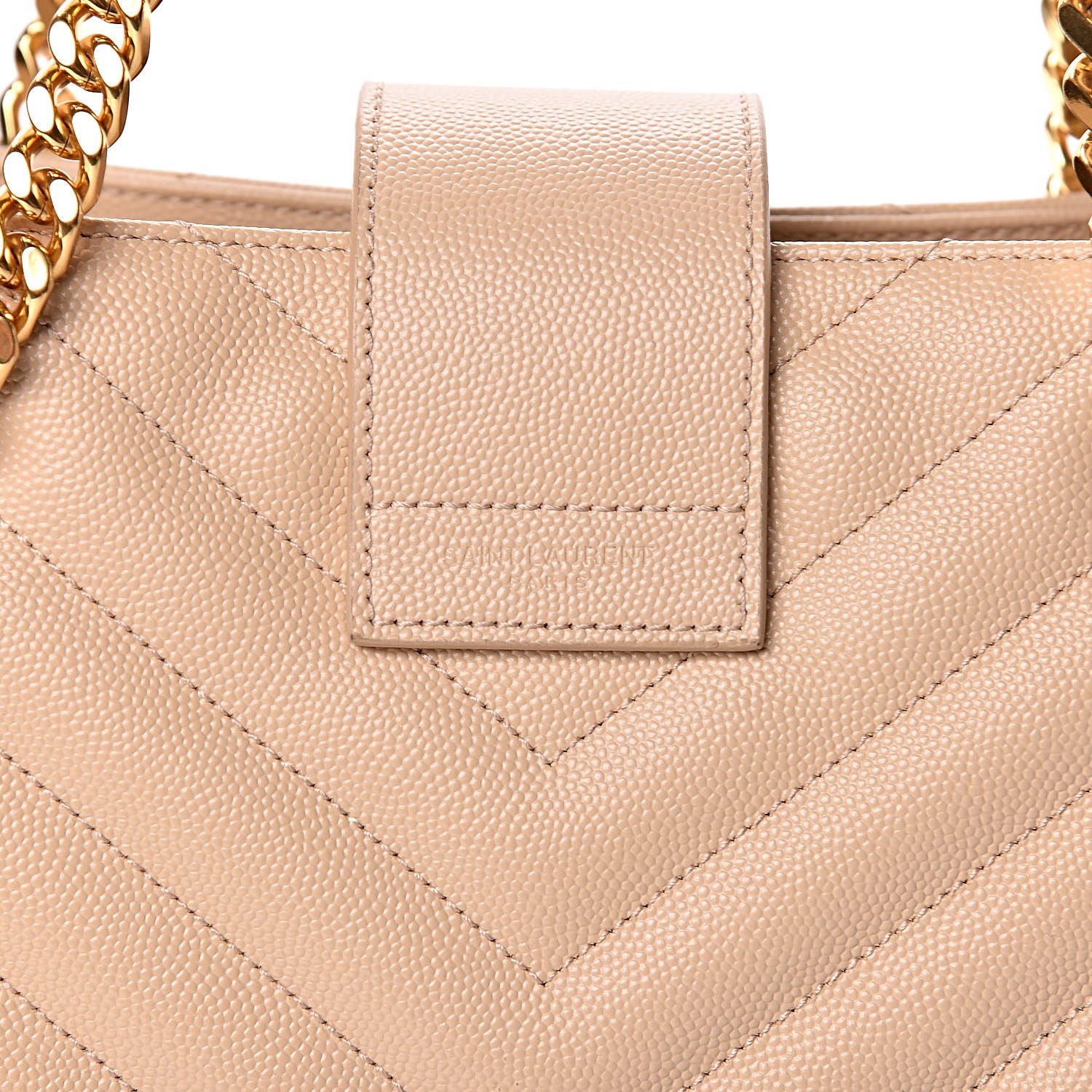 Saint Laurent Grain De Poudre Matelasse Chevron Monogram Shopping Bag Nude Powder 15 of 15