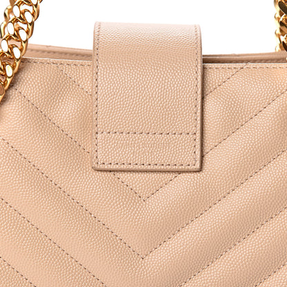 Saint Laurent Grain De Poudre Matelasse Chevron Monogram Shopping Bag Nude Powder 15 of 15