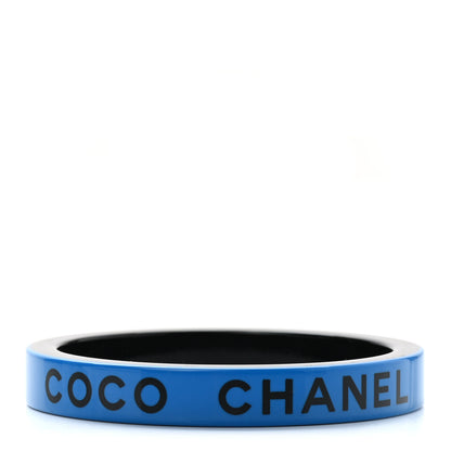 Chanel Resin Logo Bangle Bracelet Blue Black 1 of 4