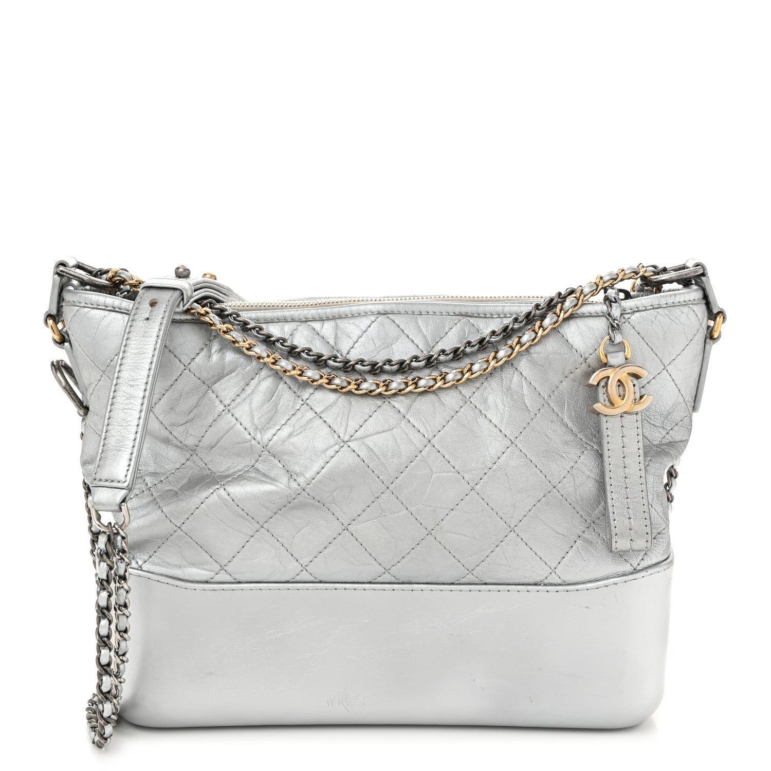 Chanel Metallic Aged Calfskin Quilted Medium Gabrielle Silver 1 of 11