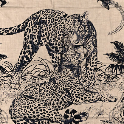 Hermes Cashmere Silk Jungle Love Tattoo Shawl 140 Natural Bleu Black 2 of 4