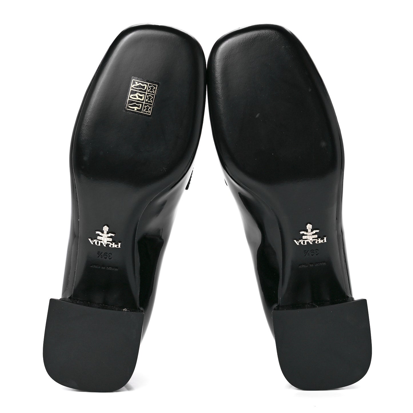 Vernice Metal Triangle Logo 45mm Loafer Pumps 39.5 Black