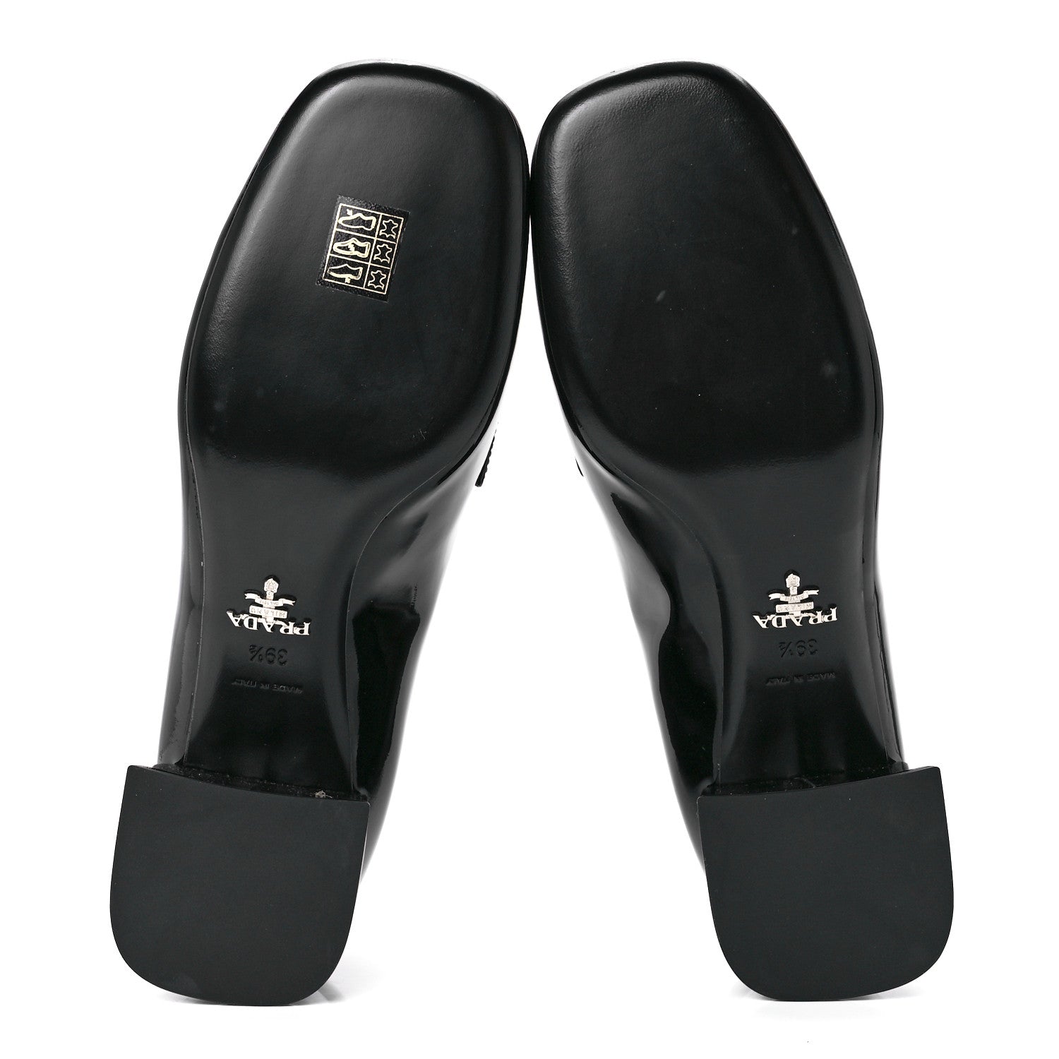 Prada Vernice Metal Triangle Logo 45mm Loafer Pumps 39.5 Black 5 of 7