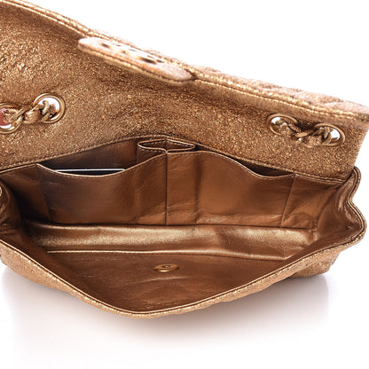 Chanel Metallic Crackled Calfskin Quilted East West Flap Dark Gold 5 of 12
