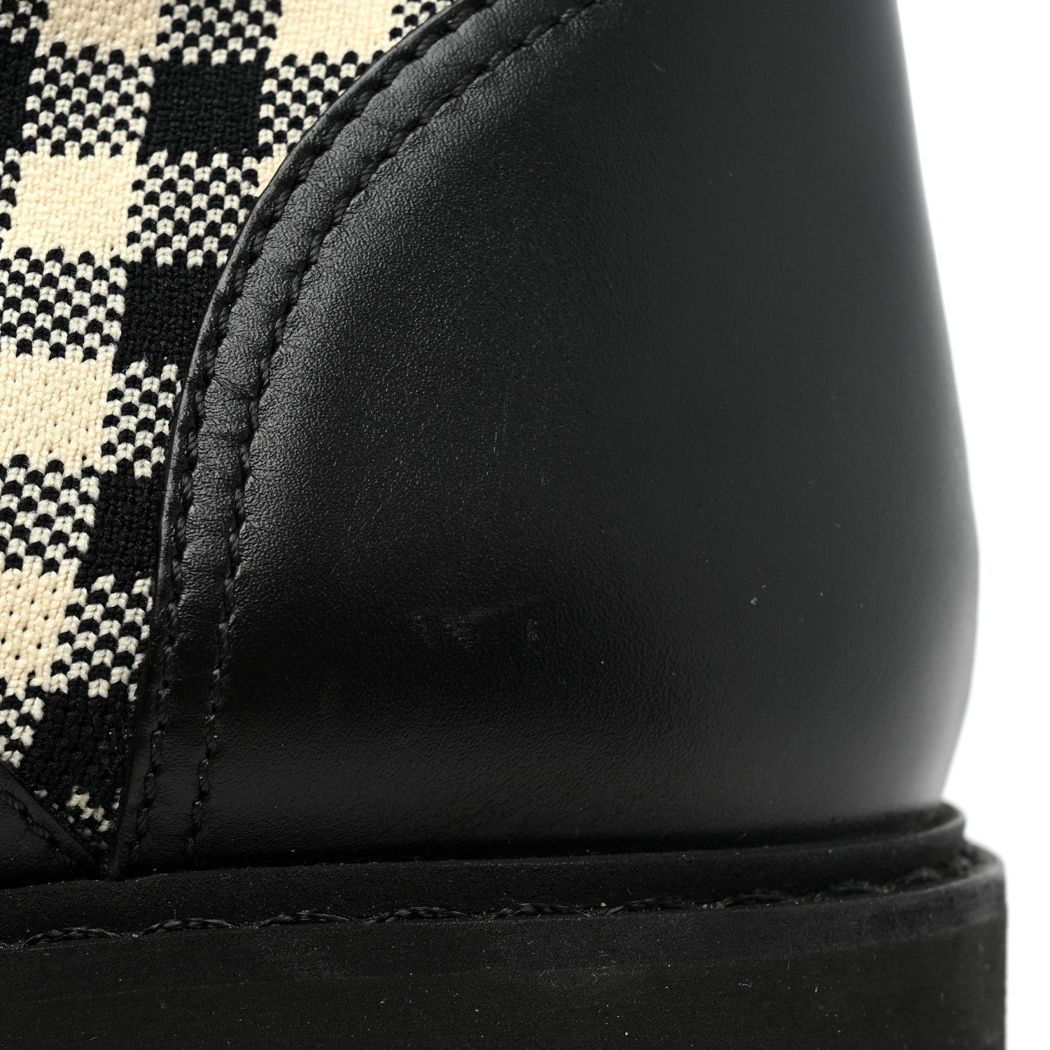 Fendi Vitello Stretch Fabric FF Vichy Rockoko Biker Boots 38.5 Black Crema Tobacco 13 of 13