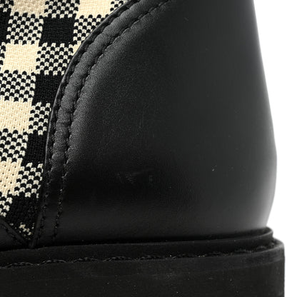 Fendi Vitello Stretch Fabric FF Vichy Rockoko Biker Boots 38.5 Black Crema Tobacco 13 of 13