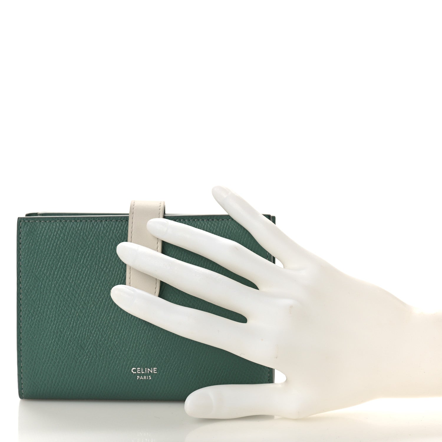 Celine Grained Calfskin Medium Multifunction Strap Wallet Green 2 of 7