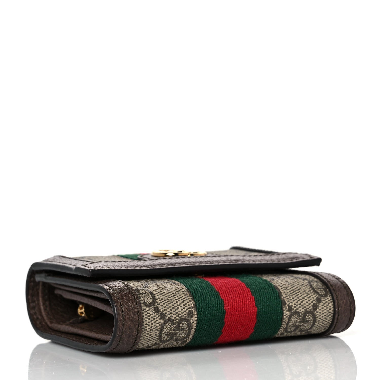 Gucci GG Supreme Monogram Web Ophidia French Flap Wallet Beige New Acero 4 of 9