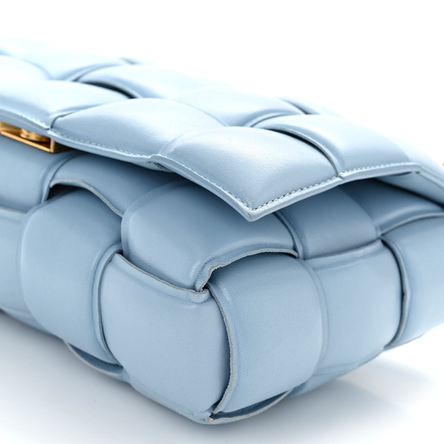 Nappa Maxi Intreccio Padded Cassette Crossbody Bag Ice