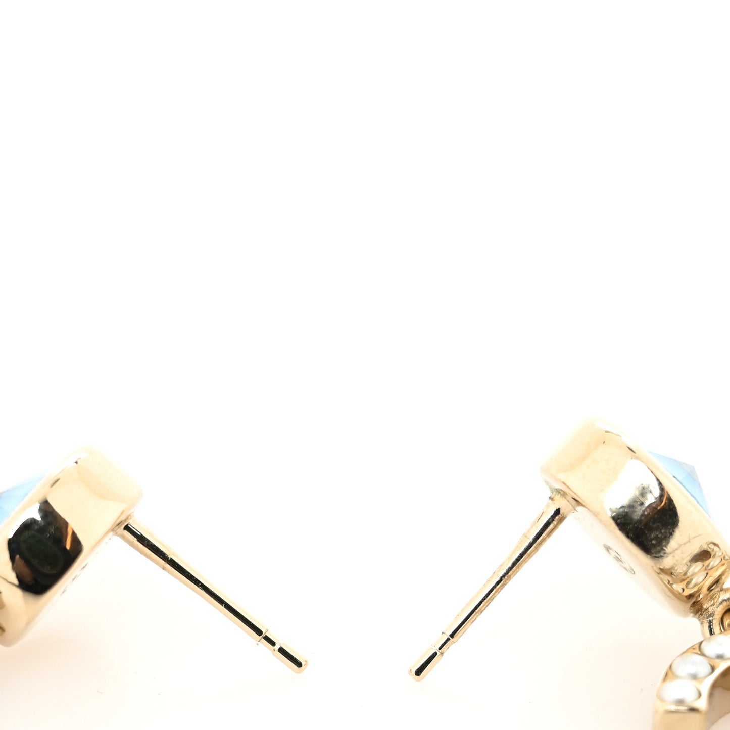 Crystal Pearl CC Drop Earrings Blue Gold