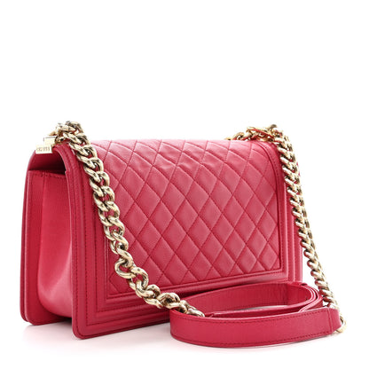 Chanel Caviar Quilted Medium Boy Flap Dark Pink 3 of 12