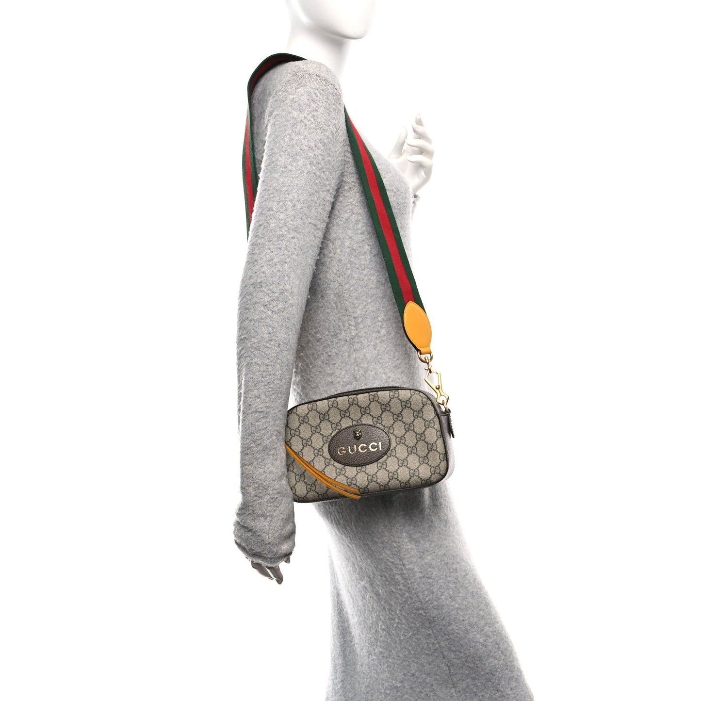 GG Supreme Monogram Web Neo Vintage Shoulder Bag Beige New Acero Crop