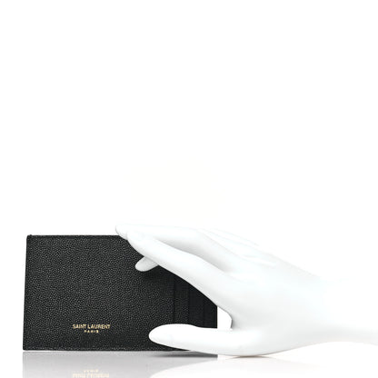 Saint Laurent Grain De Poudre Calfskin Uptown Card Holder Black 2 of 6
