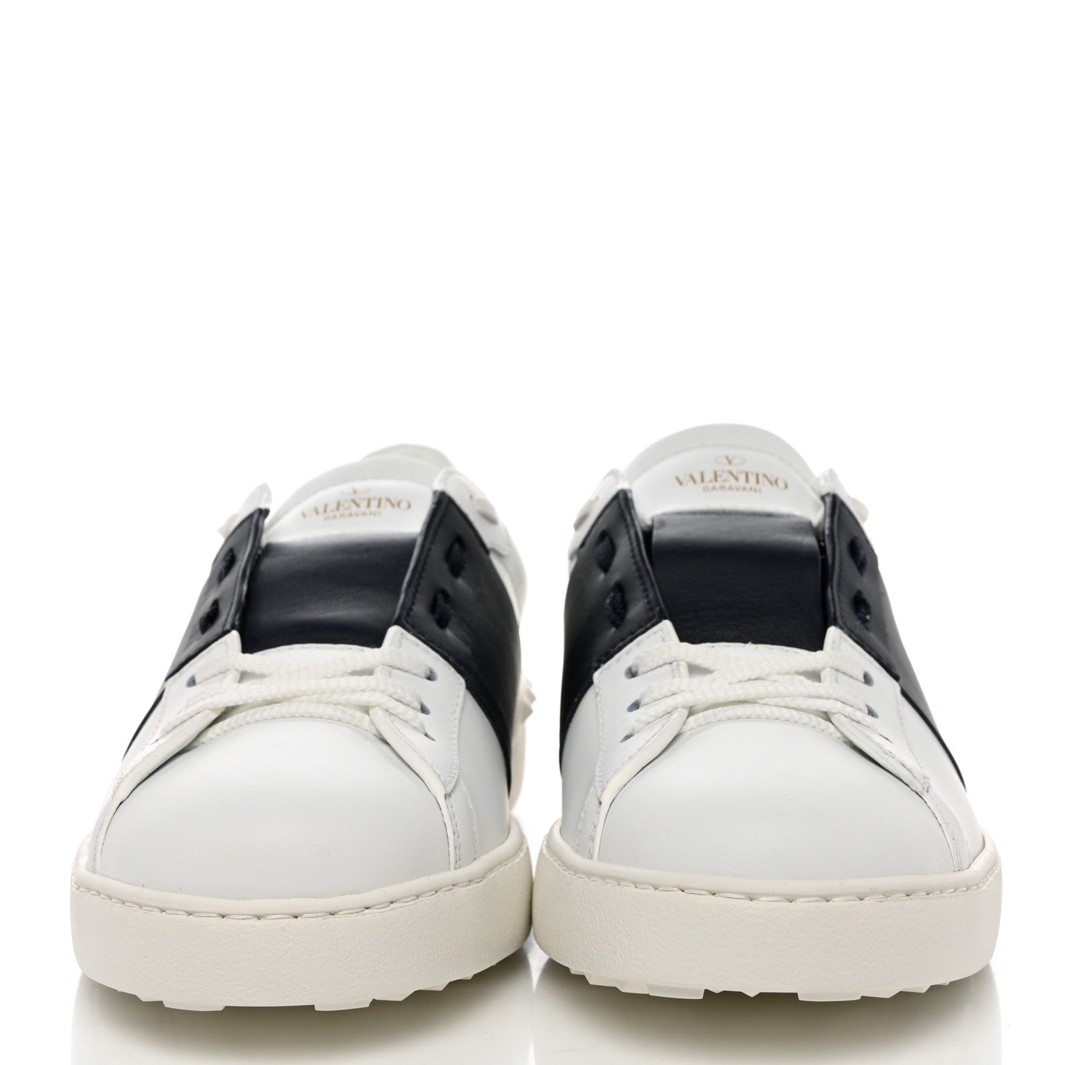 Valentino Garavani Calfskin Mens Rockstud Open Sneakers 43 White Black 2 of 9