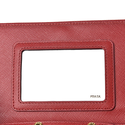 Prada Saffiano Metal Flap Wallet With Strap Fuoco 8 of 12