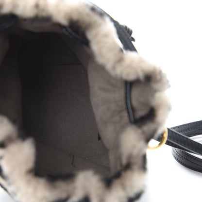 Fendi Shearling F is Fendi Macro FF 1974 Diagonal Mini Mon Tresor Bucket Bag Dove Black 5 of 13