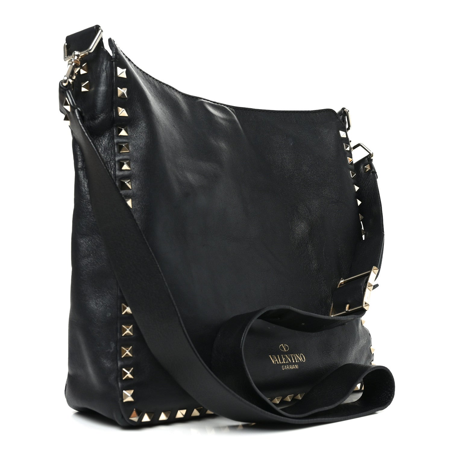 Valentino Garavani Vitello Calfskin Small Rockstud Flip-Lock Messenger Bag Black 3 of 11