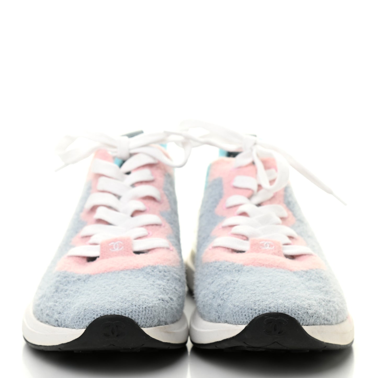 Mixed Fabrics Knit Sneakers 39 Grey Pink Blue