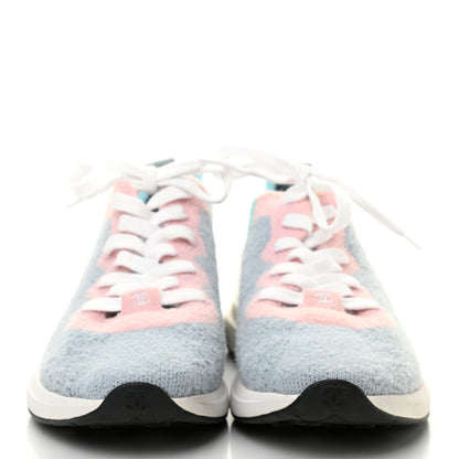 Chanel Mixed Fabrics Knit Sneakers 39 Grey Pink Blue 2 of 7