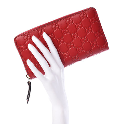 Gucci Guccissima Signature Zip Around Wallet Hibiscus Red 2 of 8