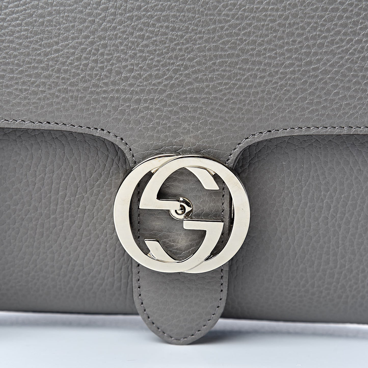 Dollar Calfskin Interlocking G Top Handle Shoulder Bag Loess
