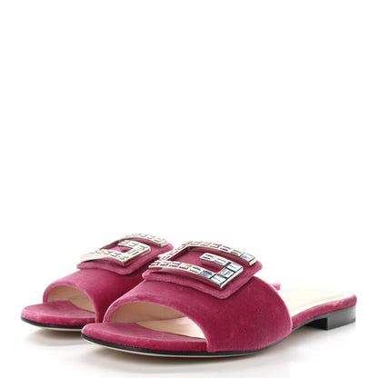 Gucci Velvet Crystal Square G Madelyn Slide Sandals 39 Light Raspberry Rose 3 of 11