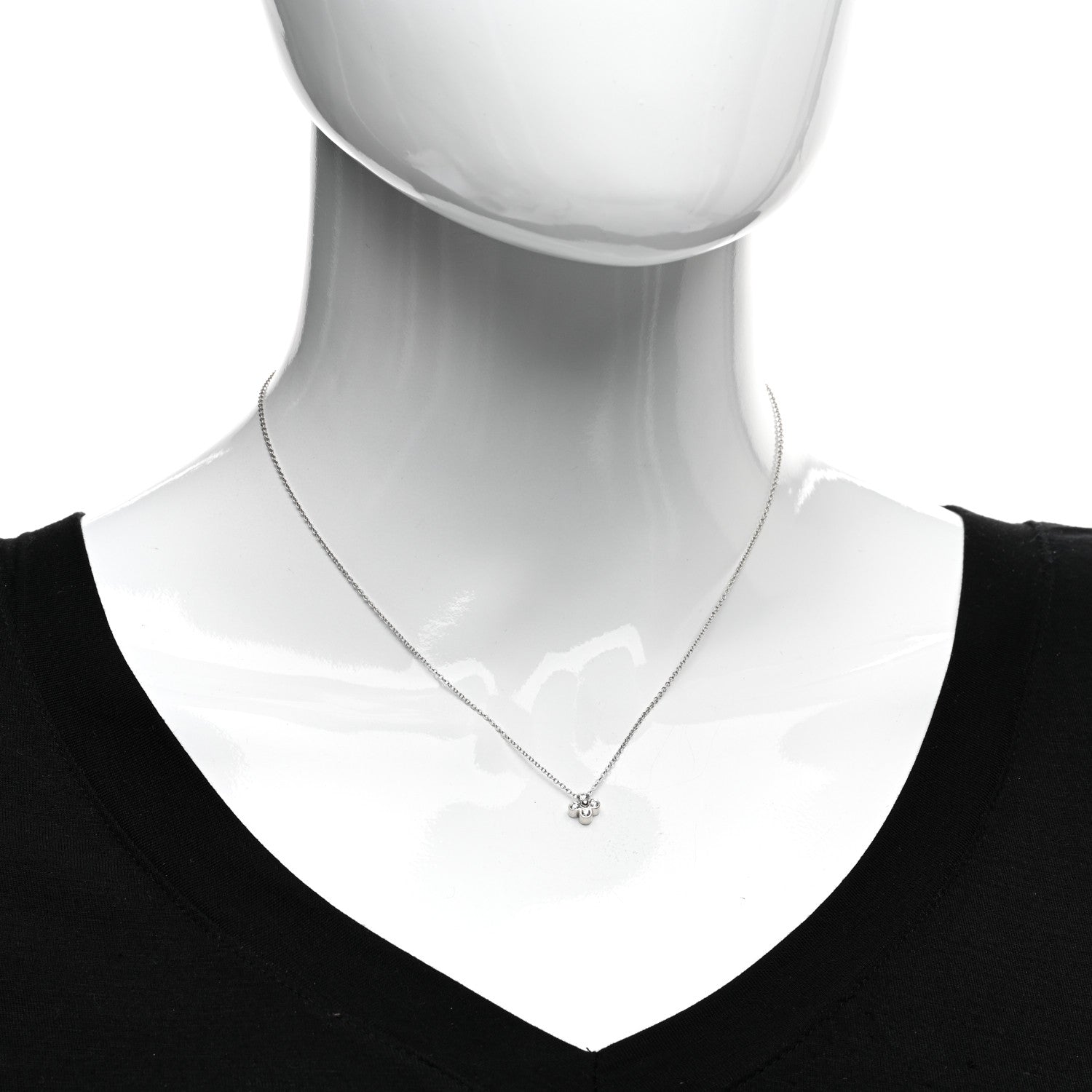 Tiffany Platinum Diamond .12ctw Flower Pendant Necklace 2 of 4