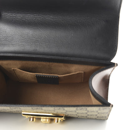 Gucci GG Supreme Monogram Calfskin Small Padlock Shoulder Bag Beige Black Cuir 5 of 10