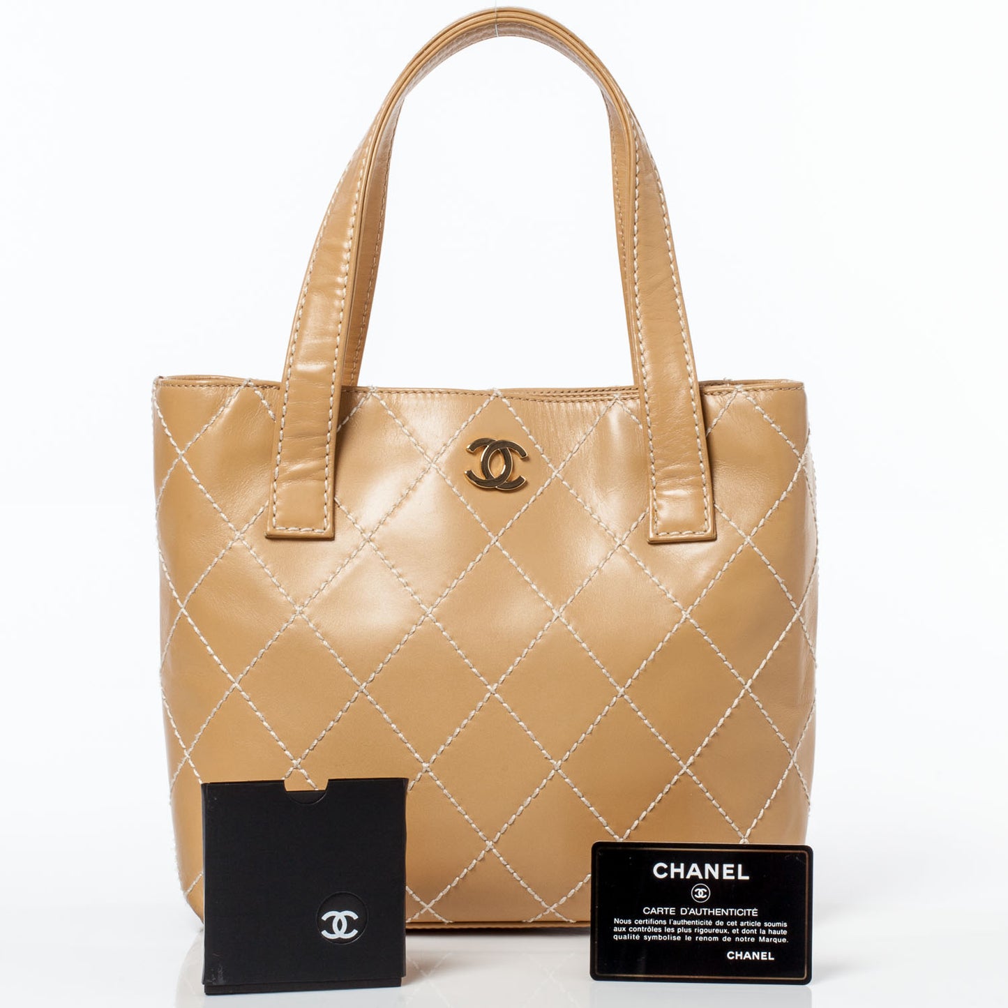 Leathter Contrast Stitch Small Surpique Tote