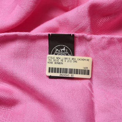 Hermes Cashmere Silk New Libris Stole Rose Bonbon 4 of 5