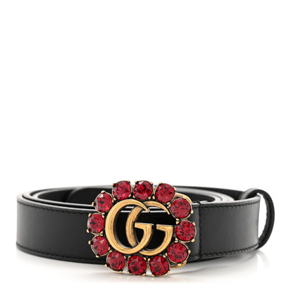 Gucci Calfskin Crystal Double G 30mm Belt 100 40 Black 1 of 6