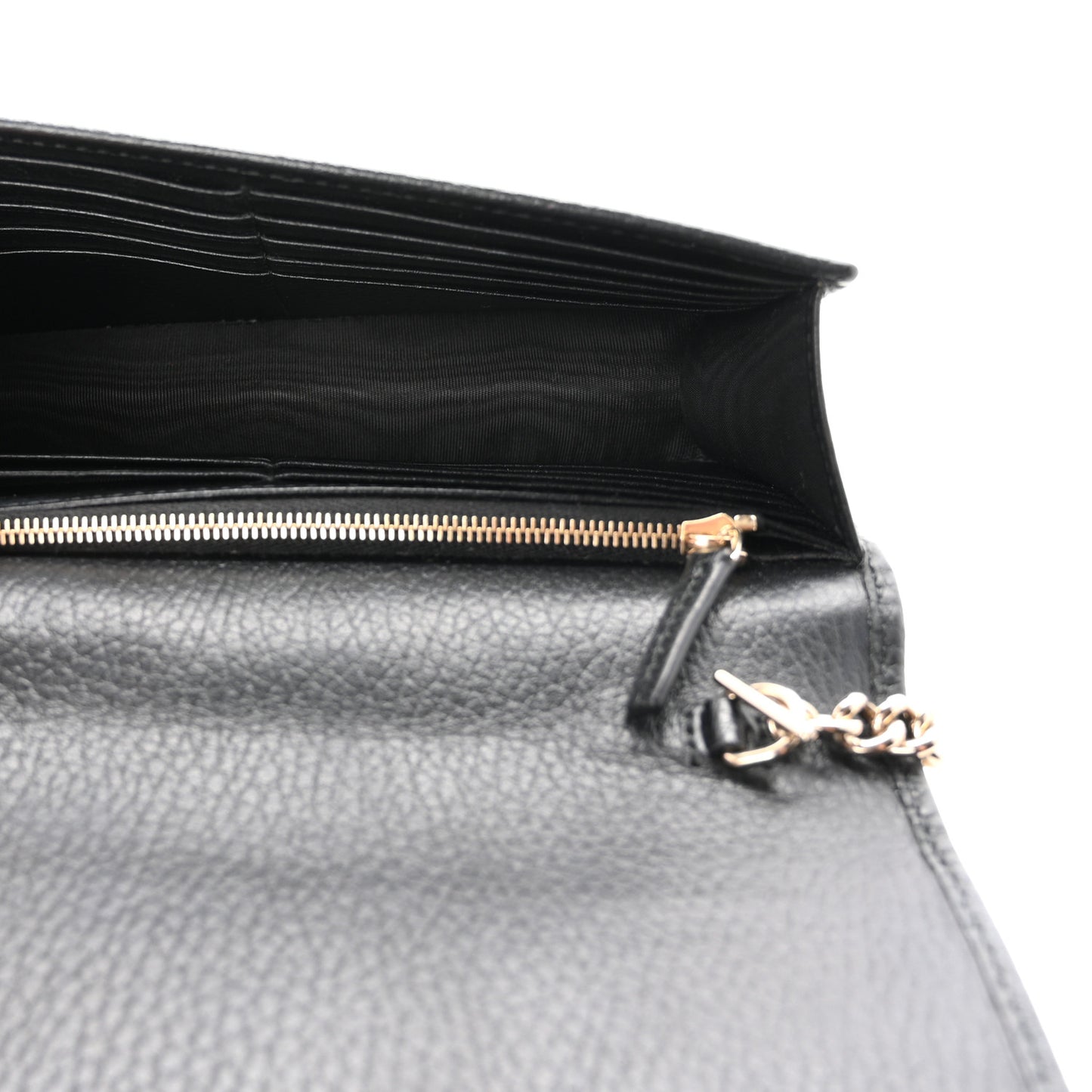 Dollar Calfskin Interlocking G Chain Wallet Black